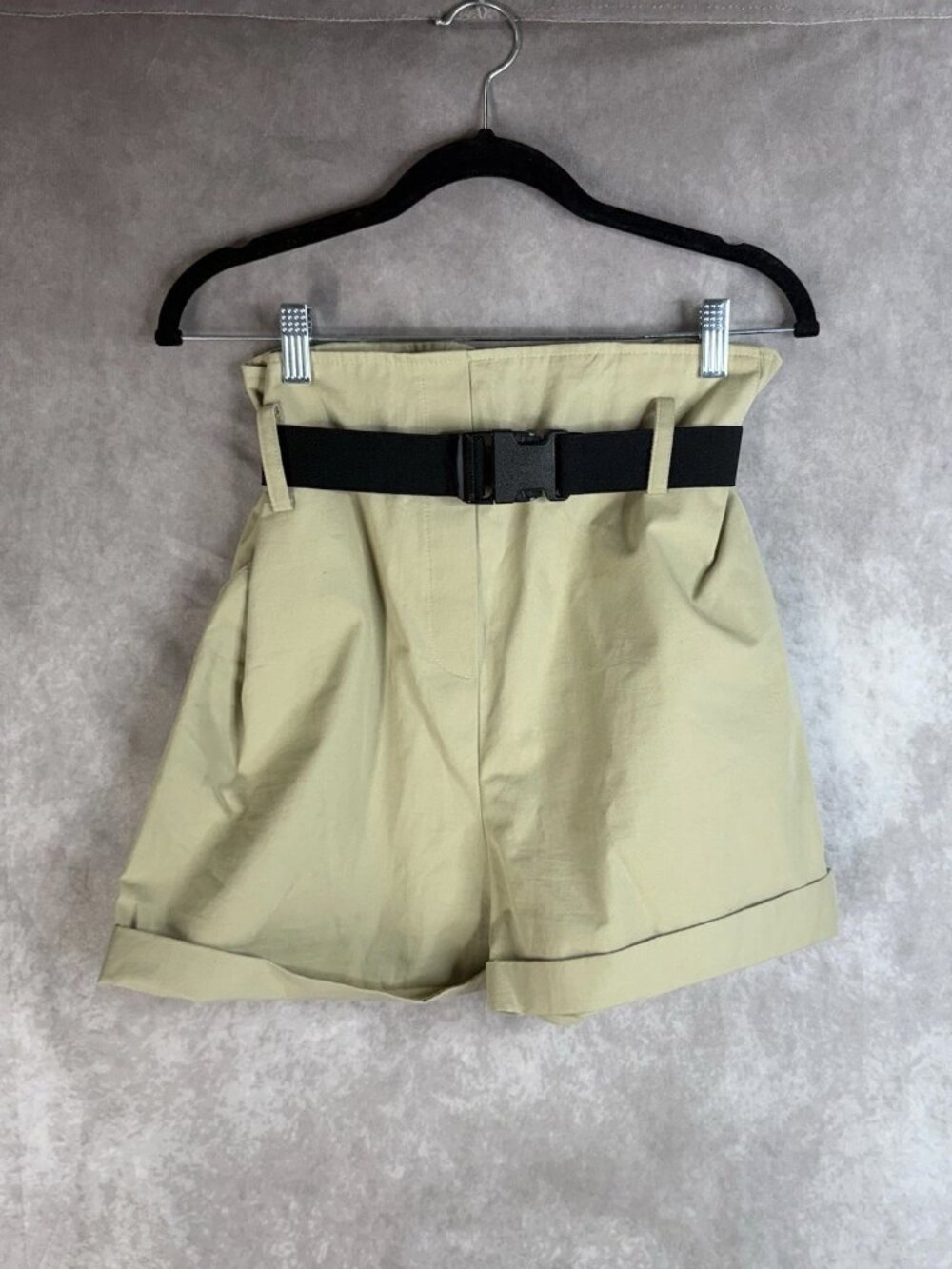 Frankie Shop Belted Cuffed Chino Shorts In Khakie Women's Size S